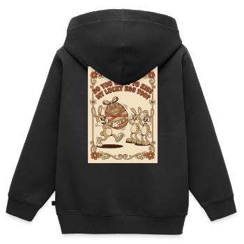 Lucky_Egg_Retro_Hasen - Kinder Premium Organic Zip Hoodie - Schwarz - Hinten - AI Model Kid Male (0cm)