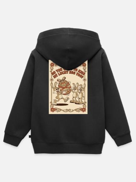 Lucky_Egg_Retro_Hasen - Kinder Premium Organic Zip Hoodie - Schwarz