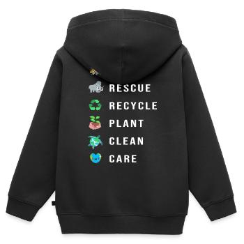 Klimawandel Umwelt Umweltschutz - Kinder Premium Organic Zip Hoodie - Schwarz - Hinten - AI Model Kid Male (0cm)