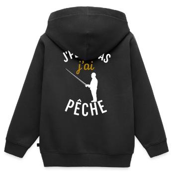 J'ai Pêche: Fischerausrede - Kinder Premium Organic Zip Hoodie - Schwarz - Hinten - AI Model Kid Male (0cm)