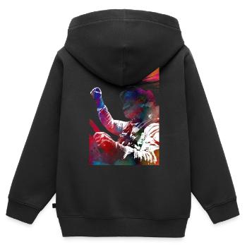 Course automobile #racing #sport - Sweat Premium à capuche zippé enfant bio - noir - Dos - AI Model Kid Male (0cm)