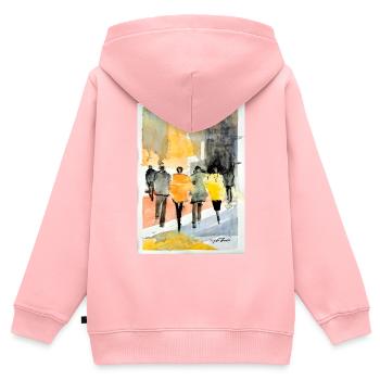 Mode populaire - Sweat Premium à capuche zippé enfant bio - rose - Dos - AI Model Kid Female (0cm)