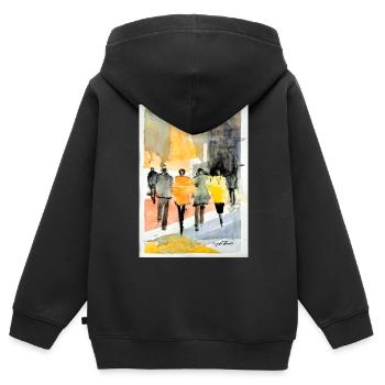 Mode populaire - Sweat Premium à capuche zippé enfant bio - noir - Dos - AI Model Kid Male (0cm)