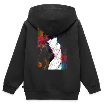 Golfspieler #golf - Kinder Premium Organic Zip Hoodie - Schwarz - Hinten - AI Model Kid Male (0cm)