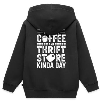 Coffee Thrift Store Day Graphic - Kids Premium Organic Zip-up Hoodie - black - Back - AI Model Kid Male (0cm)