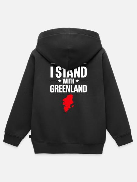 Groenlandse vlagkaart ondersteuning - Kinder Premium zip hoodie biologisch - zwart