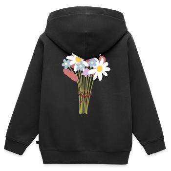 Pastell-Gänseblümchen-Bouquet-Illustration - Kinder Premium Organic Zip Hoodie - Schwarz - Hinten - AI Model Kid Male (0cm)