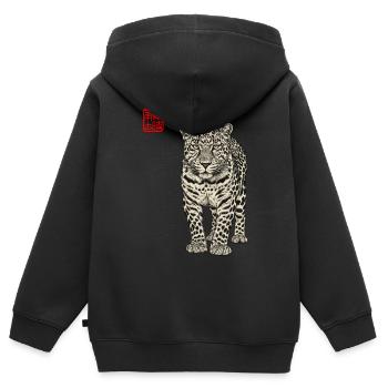Leopard Asiatisch - Kinder Premium Organic Zip Hoodie - Schwarz - Hinten - AI Model Kid Male (0cm)