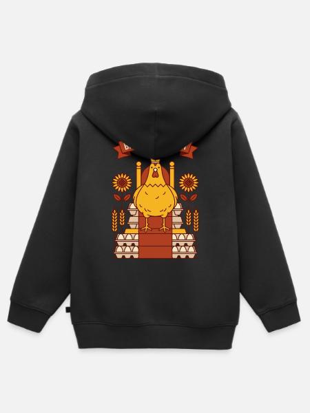Hinterhof Königin Huhn - Kinder Premium Organic Zip Hoodie - Schwarz