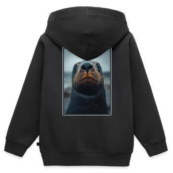 Seelöwen Seelöwe - Kinder Premium Organic Zip Hoodie - Schwarz - Hinten - AI Model Kid Male (0cm)