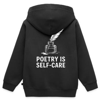 Poesie als Selbstfürsorge - Kinder Premium Organic Zip Hoodie - Schwarz - Hinten - AI Model Kid Male (0cm)