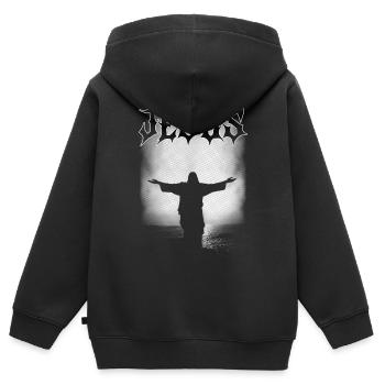 ART GRAPHIQUE DE JÉSUS - Sweat Premium à capuche zippé enfant bio - noir - Dos - AI Model Kid Male (0cm)