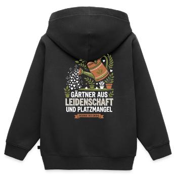 Gärtner Balkon Platzmangel Spruch - Kinder Premium Organic Zip Hoodie - Schwarz - Hinten - AI Model Kid Male (0cm)
