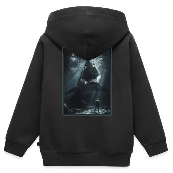 Weißer Haie Weißer Hai - Kinder Premium Organic Zip Hoodie - Schwarz - Hinten - AI Model Kid Male (0cm)