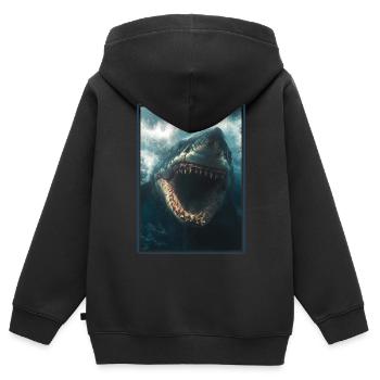 Weißer Haie Weißer Hai - Kinder Premium Organic Zip Hoodie - Schwarz - Hinten - AI Model Kid Male (0cm)