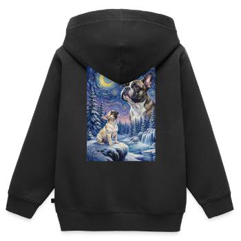 Hurlant au chien de la lune Bouledogue français - Sweat Premium à capuche zippé enfant bio - noir - Dos - AI Model Kid Male (0cm)