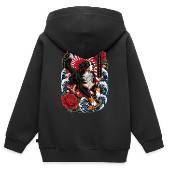 Berner Sennenhund im japanischen Tattoo Stil - Kinder Premium Organic Zip Hoodie - Schwarz - Hinten - AI Model Kid Male (0cm)