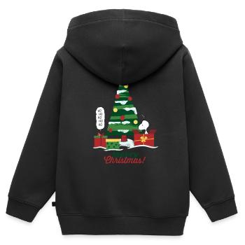 Peanuts Merry Christmas Mit Snoopy & Tannenbaum - Kinder Premium Organic Zip Hoodie - Schwarz - Hinten - AI Model Kid Male (0cm)