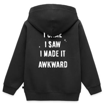 Je suis venu, j’ai vu, j’ai rendu ça maladroit - Sweat Premium à capuche zippé enfant bio - noir - Dos - AI Model Kid Male (0cm)