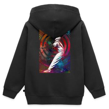 Golfer in einem bunten Strudel - Kinder Premium Organic Zip Hoodie - Schwarz - Hinten - AI Model Kid Male (0cm)