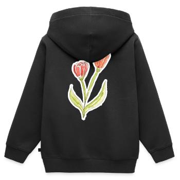 Wasserfarbene Tulpe - Kinder Premium Organic Zip Hoodie - Schwarz - Hinten - AI Model Kid Male (0cm)