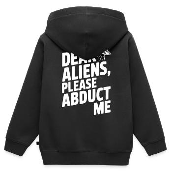 Liebe Aliens, bitte entführt mich - Kinder Premium Organic Zip Hoodie - Schwarz - Hinten - AI Model Kid Male (0cm)