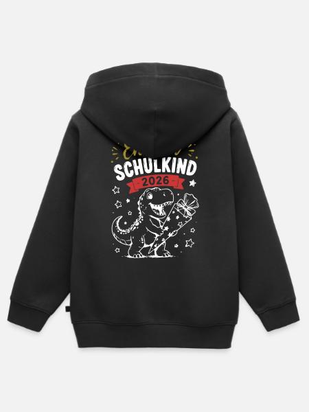 Endlich Schulkind 2026 Dino - Kinder Premium Organic Zip Hoodie - Schwarz