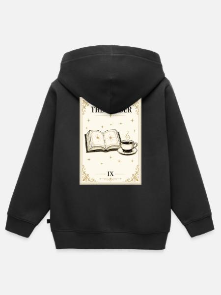 The Reader: Kaffee Sternenbuch - Kinder Premium Organic Zip Hoodie - Schwarz