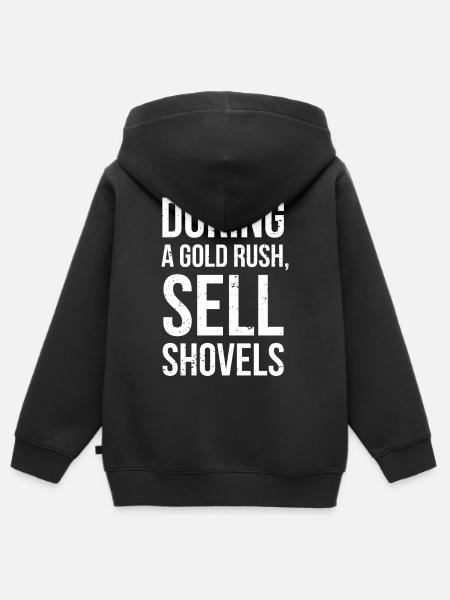 Goldrausch-Schaufelverkäufe fette Typografie - Kinder Premium Organic Zip Hoodie - Schwarz