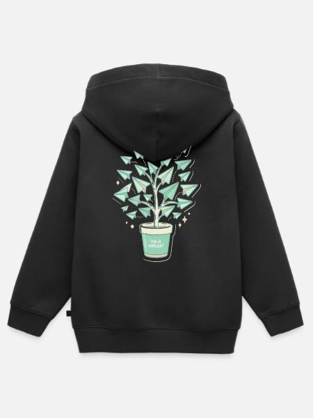 Papierflugbaum Origami - Kinder Premium Organic Zip Hoodie - Schwarz