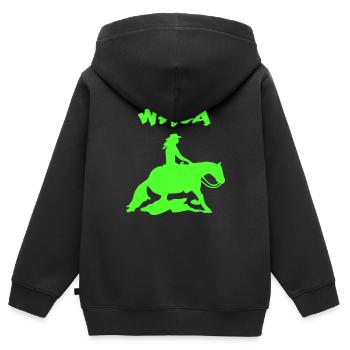 Whoa Sliding Stop-Westernlady - Kinder Premium Organic Zip Hoodie - Schwarz - Hinten - AI Model Kid Male (0cm)