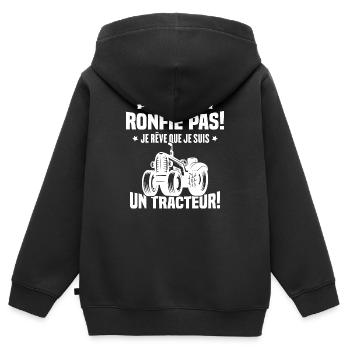 Je Ne Ronfle Pas Je Rêve Que Je Suis Un Tracteur - Sweat Premium à capuche zippé enfant bio - noir - Dos - AI Model Kid Male (0cm)