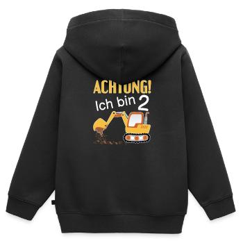Kinder Geschenk 2. Geburtstag 2 Jahre Jungen - Kinder Premium Organic Zip Hoodie - Schwarz - Hinten - AI Model Kid Male (0cm)