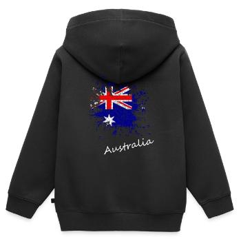 Australien - Kinder Premium Organic Zip Hoodie - Schwarz - Hinten - AI Model Kid Male (0cm)