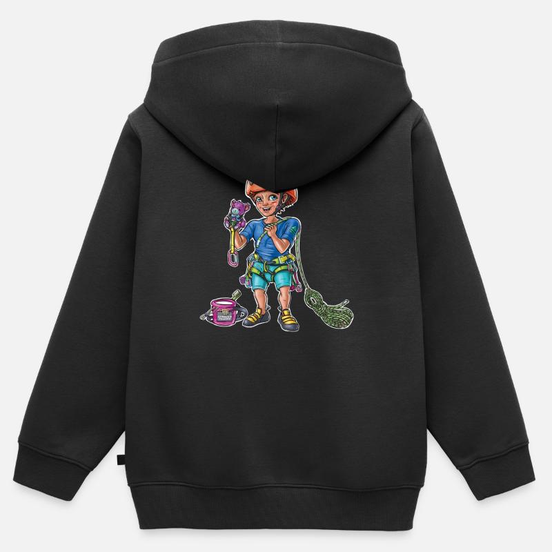 Petit bébé grimpeur 4 - Sweat Premium à capuche zippé enfant bio - noir