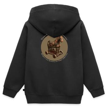 Hüten Sie sich vor Griechen mit Geschenken - Kinder Premium Organic Zip Hoodie - Schwarz - Hinten - AI Model Kid Male (0cm)