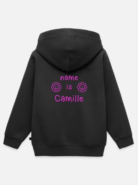 CAMILLE MY NAME IS - Kids Premium Organic Zip-up Hoodie - black