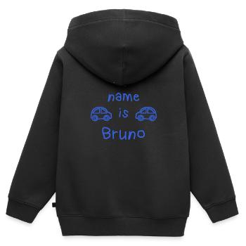 MEIN NAME IST BRUNO - Kinder Premium Organic Zip Hoodie - Schwarz - Hinten - AI Model Kid Male (0cm)