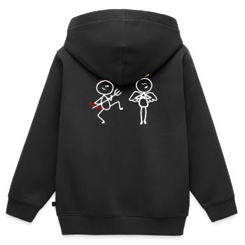 Ange diable dieu religion drôle contraires - Sweat Premium à capuche zippé enfant bio - noir - Dos - AI Model Kid Male (0cm)