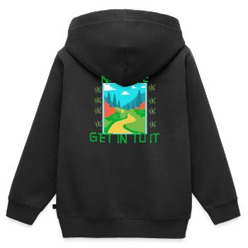 NATURE - Entrez dedans - Sweat Premium à capuche zippé enfant bio - noir - Dos - AI Model Kid Male (0cm)