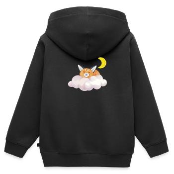 Sleeping cat cloud moon night gift - Kids Premium Organic Zip-up Hoodie - black - Back - AI Model Kid Male (0cm)