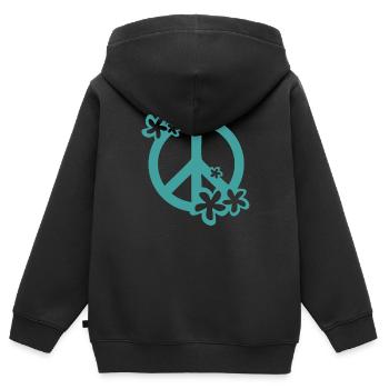 PEACE AND LOVE - Sweat Premium à capuche zippé enfant bio - noir - Dos - AI Model Kid Male (0cm)