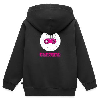 Gamer 2 - Duo Player 1 & 2 amour couple de cadeau - Sweat Premium à capuche zippé enfant bio - noir - Dos - AI Model Kid Male (0cm)