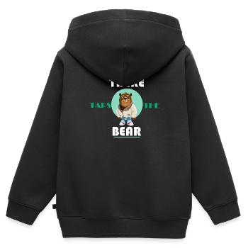 L'ours frissonne Denglish Funny Funny - Sweat Premium à capuche zippé enfant bio - noir - Dos - AI Model Kid Male (0cm)