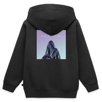 Affiche de Londres - Sweat Premium à capuche zippé enfant bio - noir - Dos - AI Model Kid Male (0cm)