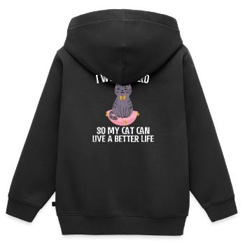 Funny cat - Kids Premium Organic Zip-up Hoodie - black - Back - AI Model Kid Male (0cm)