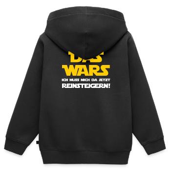 La Wars- Je dois m’y mettre! - Sweat Premium à capuche zippé enfant bio - noir - Dos - AI Model Kid Male (0cm)