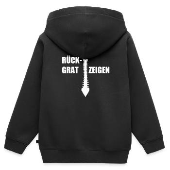 Rückgrat Zeigen - Kinder Premium Organic Zip Hoodie - Schwarz - Hinten - AI Model Kid Male (0cm)