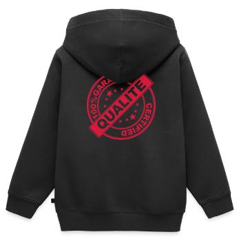 100%Garantie - Kinder Premium Organic Zip Hoodie - Schwarz - Hinten - AI Model Kid Male (0cm)