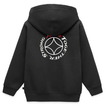Singes ensemble fort // singes ensemble fort - Sweat Premium à capuche zippé enfant bio - noir - Dos - AI Model Kid Male (0cm)
